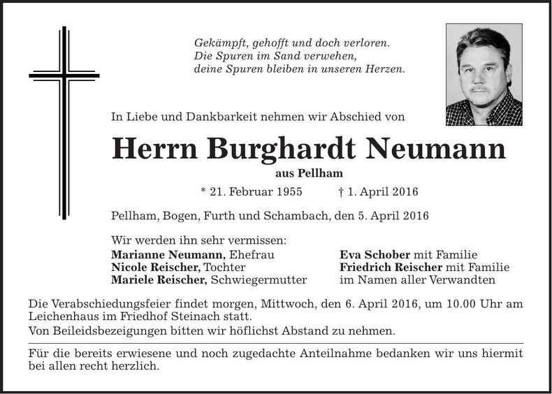 Traueranzeige Burghardt Neumann