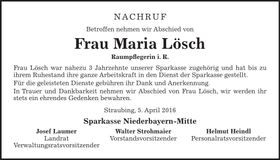Traueranzeige Maria Lösch