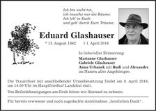 Traueranzeige Eduard Glashauser
