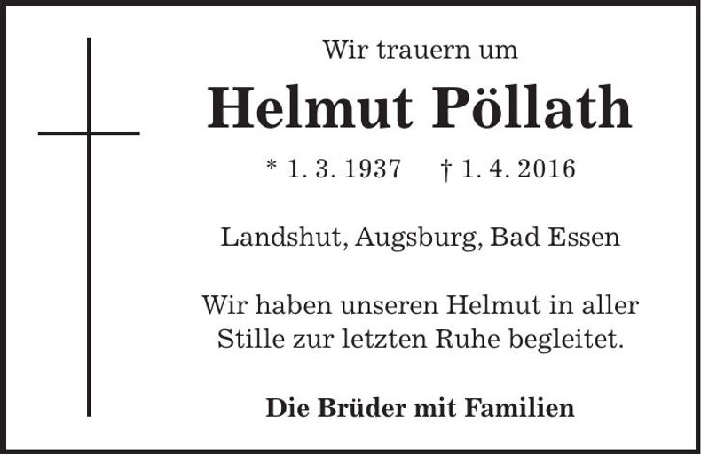 Traueranzeige Helmut Pöllath