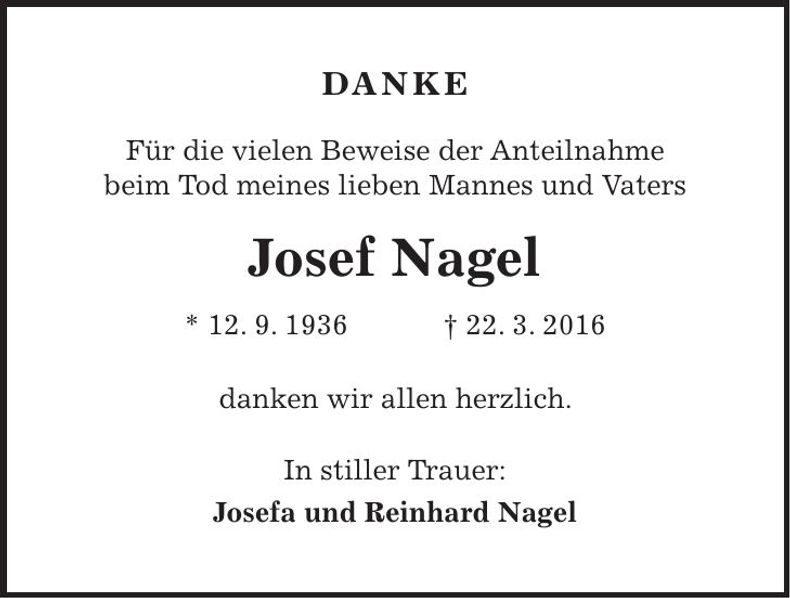 Traueranzeige Josef Nagel