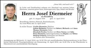 Traueranzeige Josef Diermeier