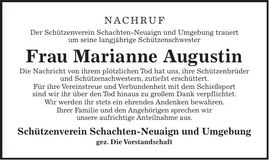 Traueranzeige Marianne Augustin