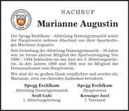 Traueranzeige Marianne Augustin