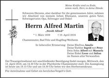Traueranzeige Alfred Martin
