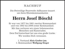 Traueranzeige Josef Böschl