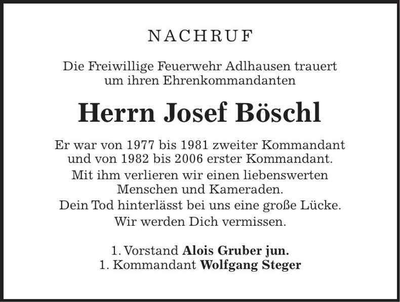 Traueranzeige Josef Böschl