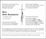 Traueranzeige Alois Kammerer