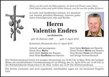Traueranzeige Valentin Endres
