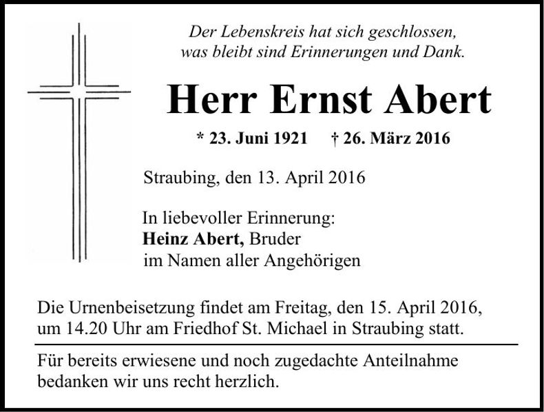 Traueranzeige Ernst Abert