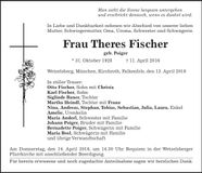 Traueranzeige Theres Fischer