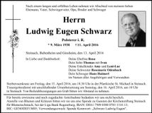 Traueranzeige Ludwig Eugen Schwarz
