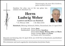 Traueranzeige Ludwig Weber