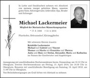 Traueranzeige Michael Lackermeier