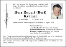 Traueranzeige Rupert Kramer