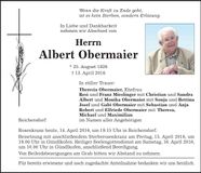 Traueranzeige Albert Obermaier