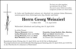 Traueranzeige Georg Weinzierl