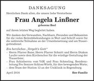 Traueranzeige Angela Linßner