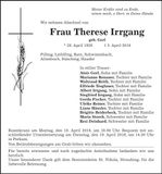 Traueranzeige Therese Irrgang