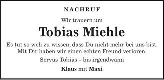 Traueranzeige Tobias Miehle