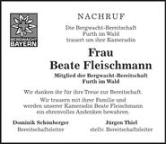 Traueranzeige Beate Fleischmann