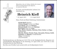 Traueranzeige Heinrich Kiefl