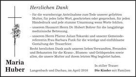 Traueranzeige Maria Huber
