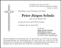 Traueranzeige Peter-Jürgen Schulz