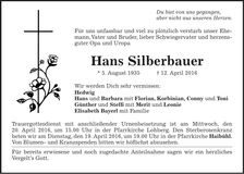 Traueranzeige Hans Silberbauer