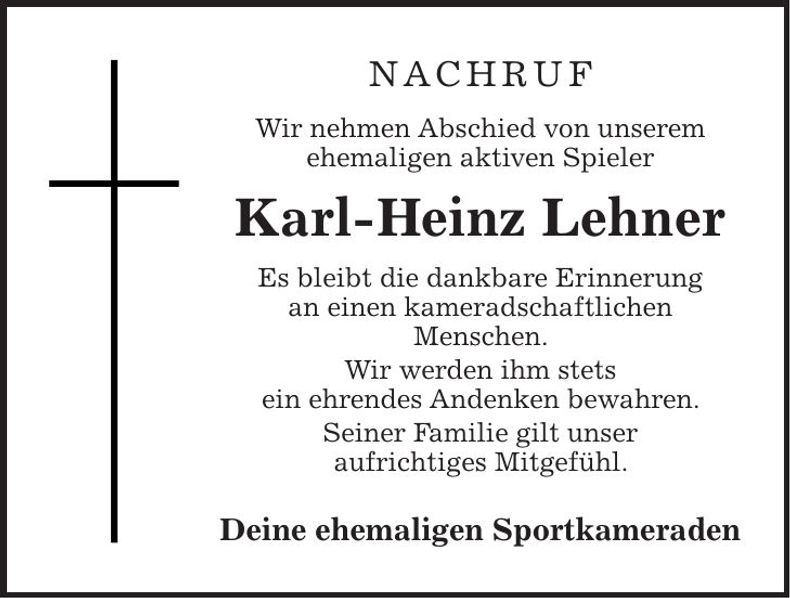 Traueranzeige Karl-Heinz Lehner