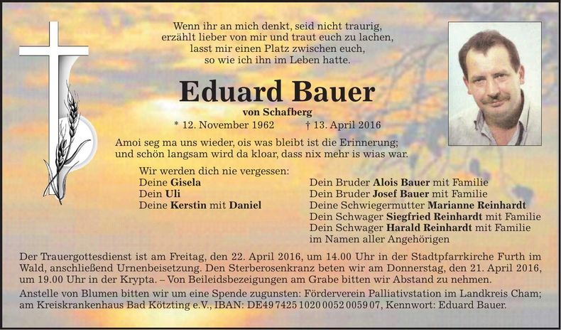 Traueranzeige Eduard Bauer