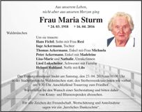 Traueranzeige Maria Sturm