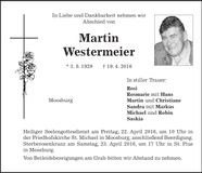Traueranzeige Martin Westermeier