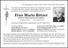 Traueranzeige Maria Rötzer
