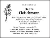 Traueranzeige Beate Fleischmann