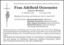 Traueranzeige Adelheid Ostermeier