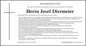 Traueranzeige Josef Diermeier