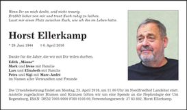 Traueranzeige Horst Ellerkamp