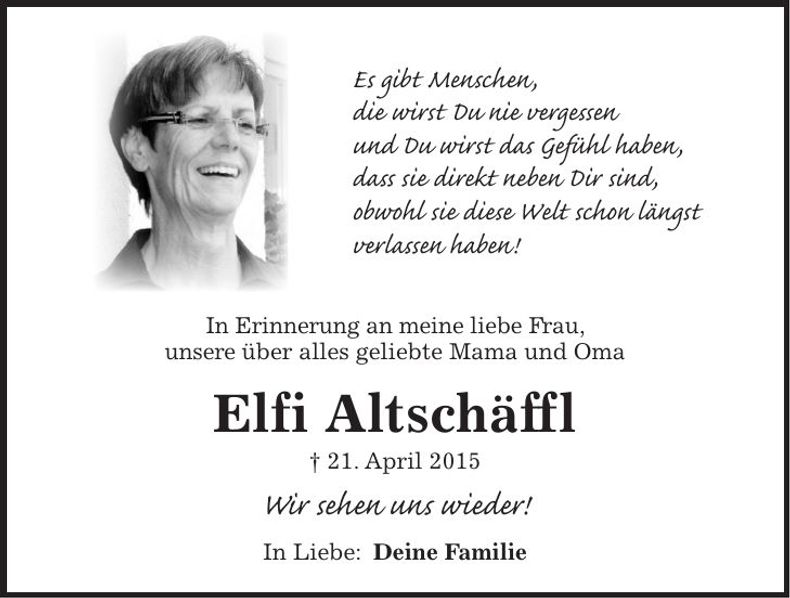 Traueranzeige Elfi Altschäffl