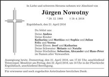 Traueranzeige Jürgen Nowotny