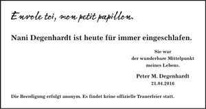 Traueranzeige Nani Dgenhardt