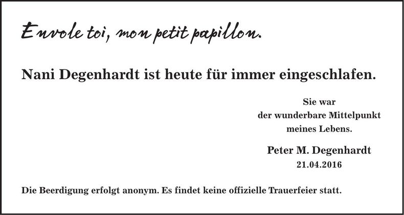 Traueranzeige Nani Dgenhardt