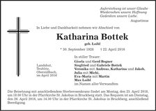 Traueranzeige Katharina Bottek