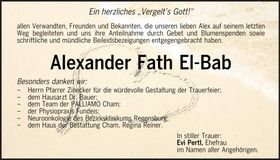 Traueranzeige Alexander Fath El-Bab