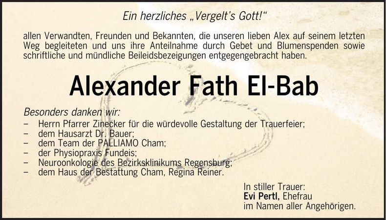 Traueranzeige Alexander Fath El-Bab