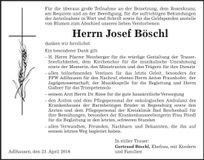 Traueranzeige Josef Böschl