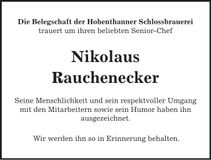 Traueranzeige Nikolaus Rauchenecker