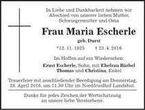 Traueranzeige Maria Escherle