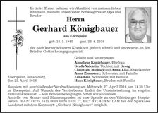 Traueranzeige Gerhard Königbauer