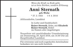 Traueranzeige Anni Sternath